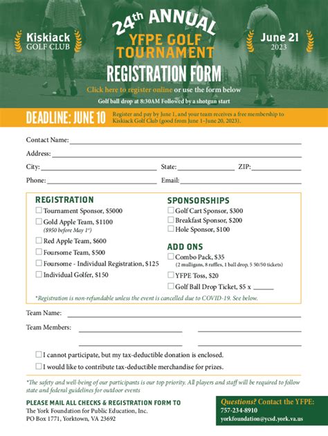 charity golf tournament registration form|How to Run a Winning Charity Golf Tournament: Free .